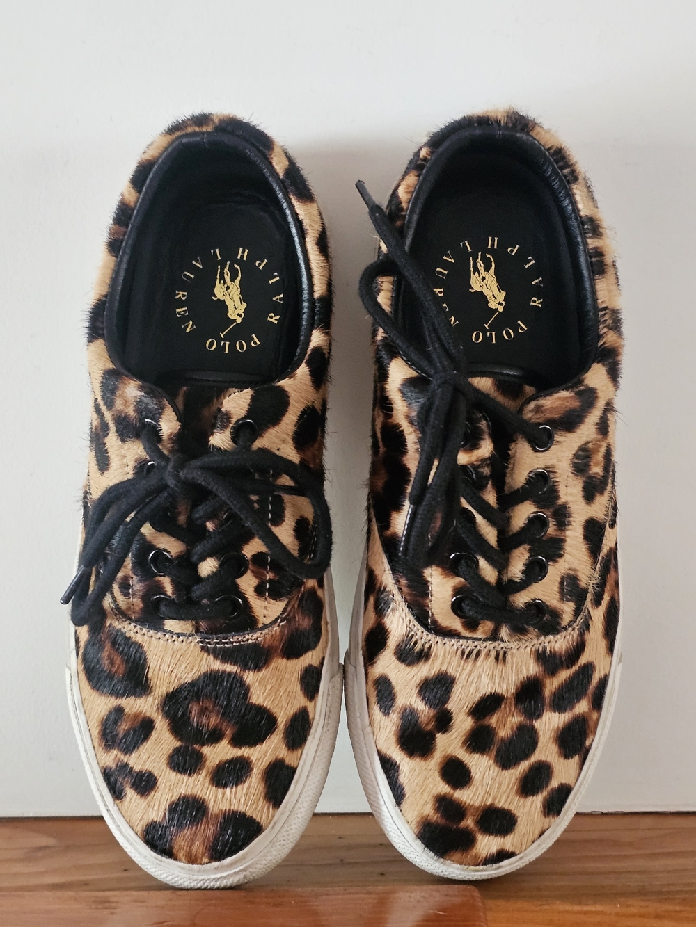 Polo Ralph Lauren Bryn Leopard Calf Hair Sneakers - Size 8